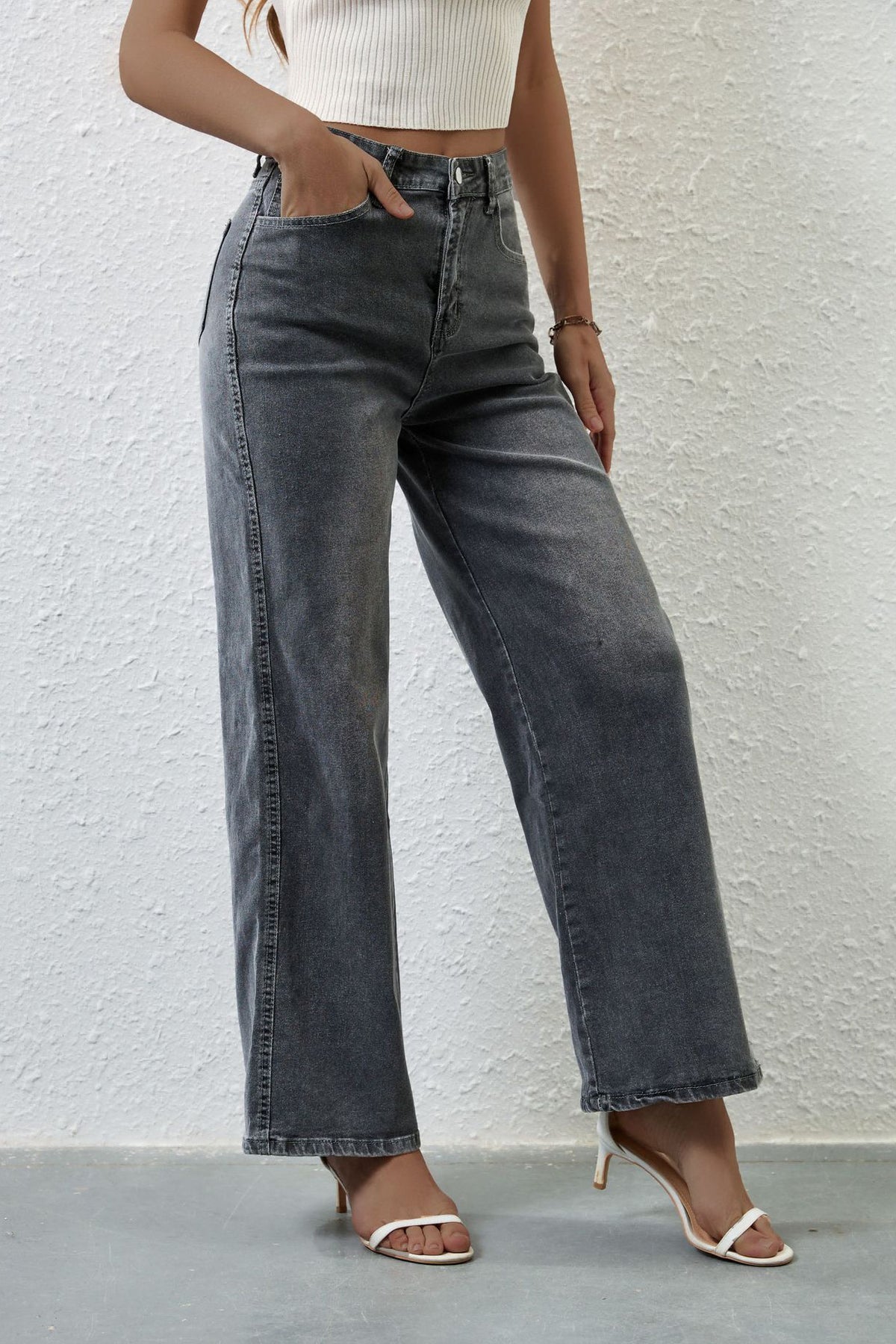 High Waist Straight Leg Jeans