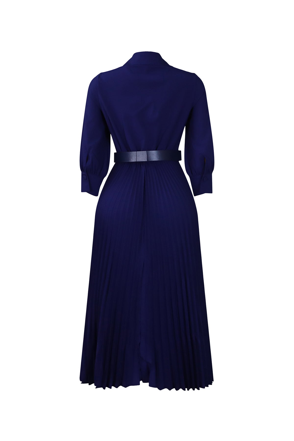Plus Size Long Sleeve V-Neck Pleated Maxi Dresses