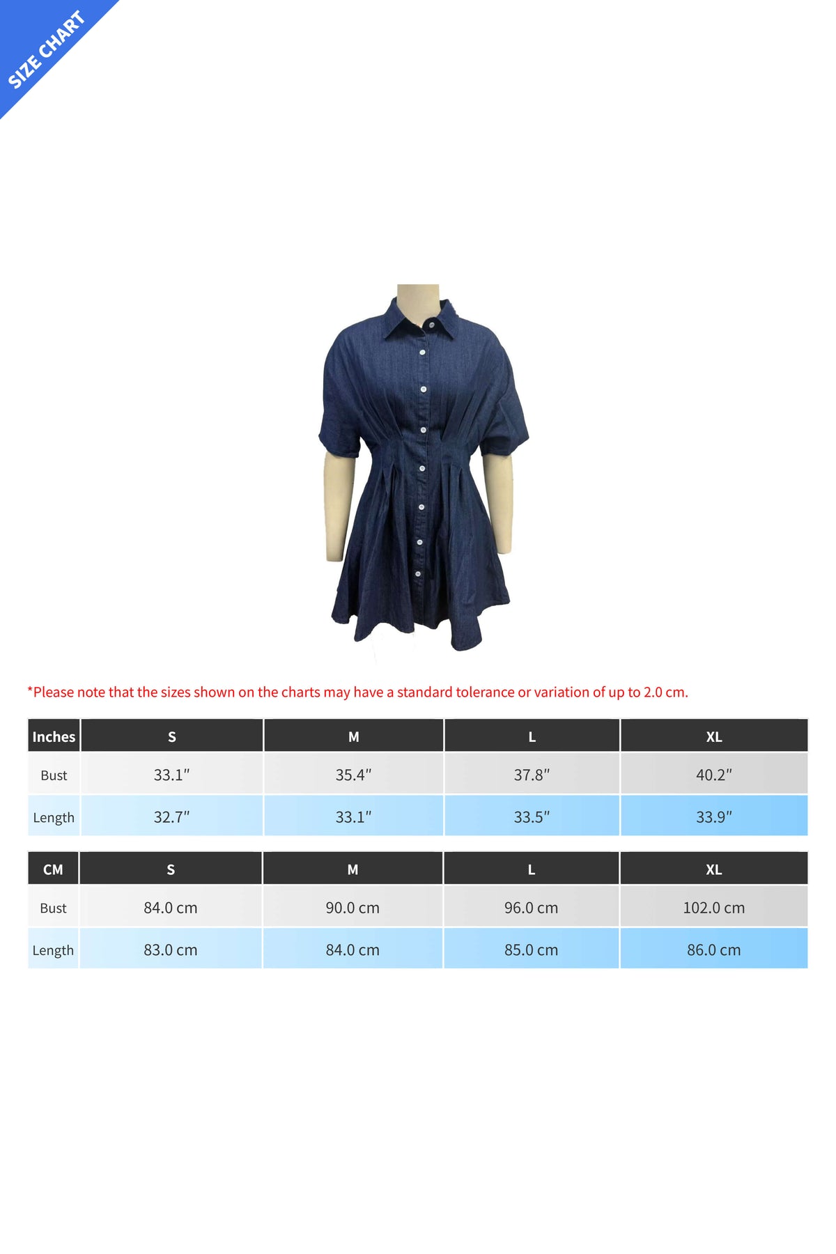 Dark Wash Pleated Waist Denim Mini Dress