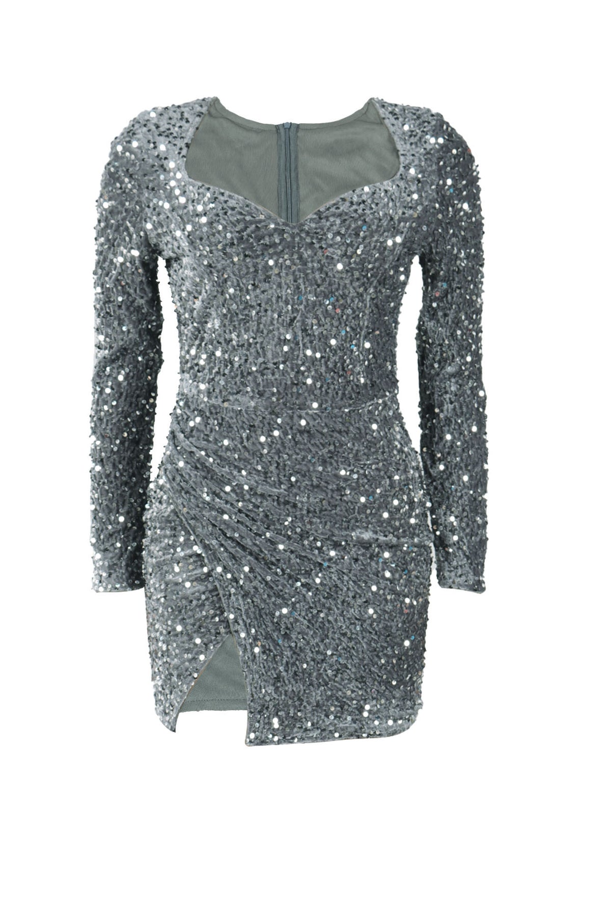 Sequin Slit Mini Bodycon Dress