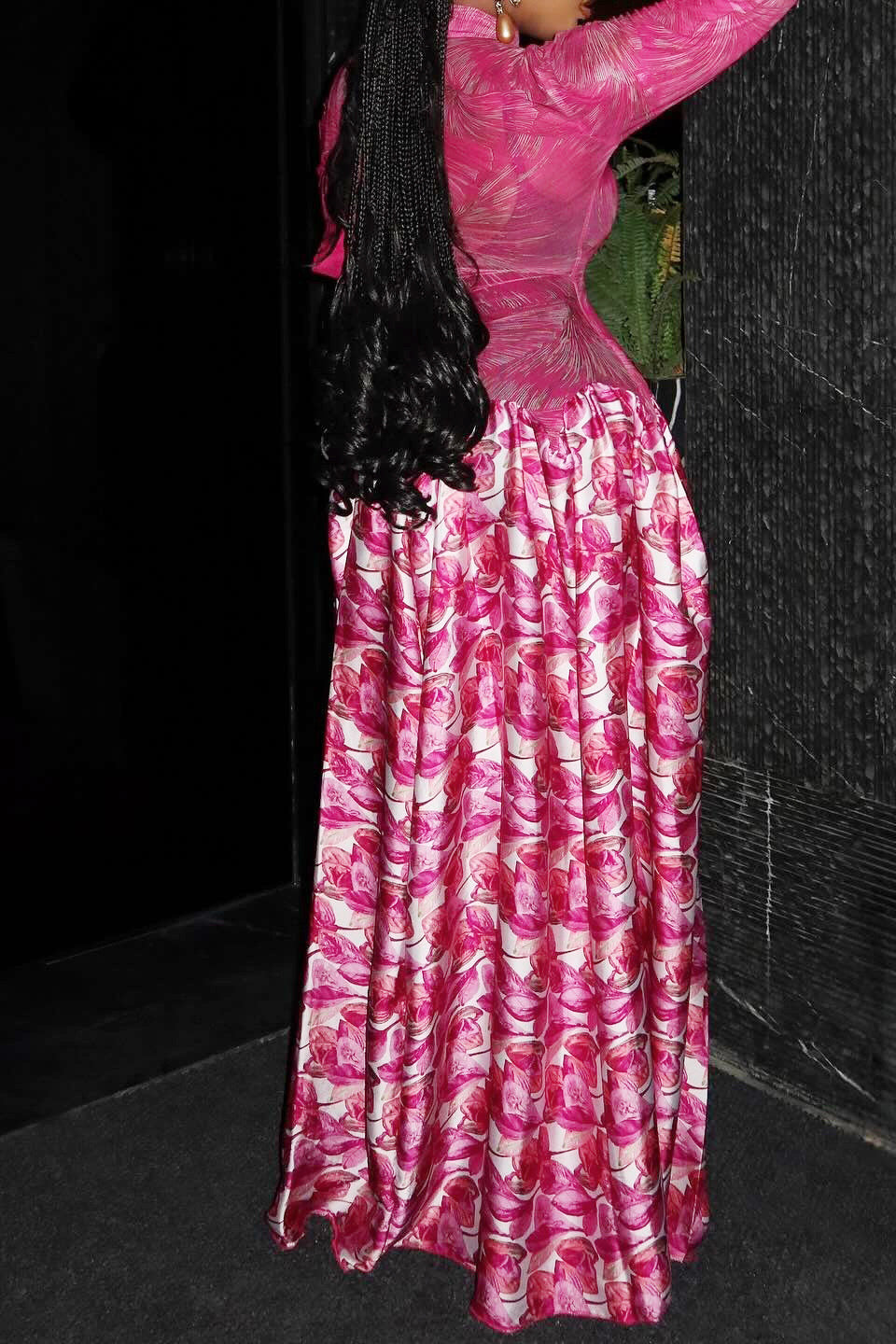 Mock Neck Mesh Floral Maxi Dress