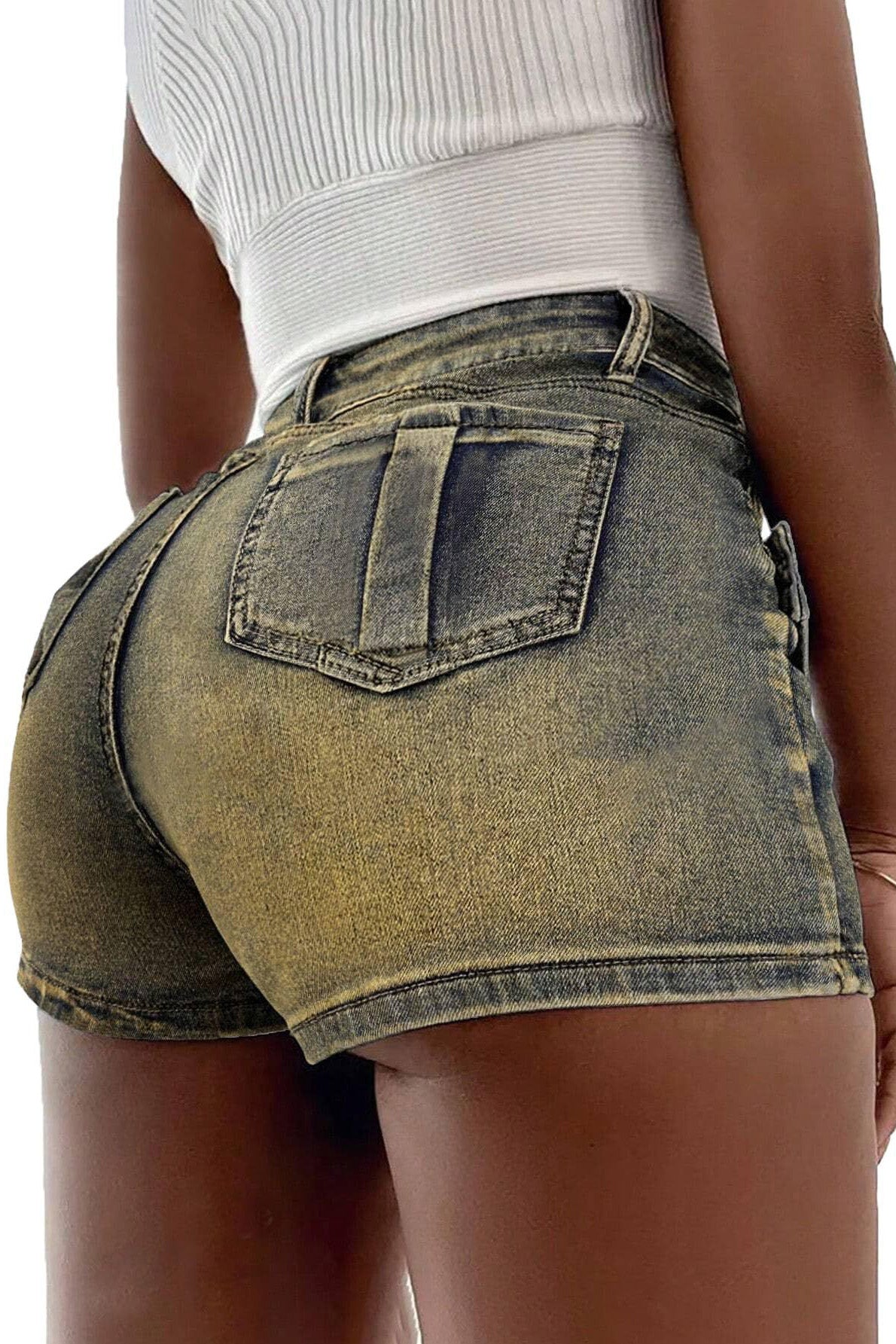 Asymmetrical Wrap Denim Shorts