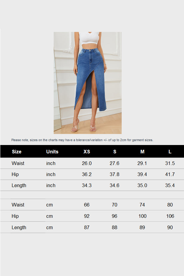 Denim Slit Maxi Skirt