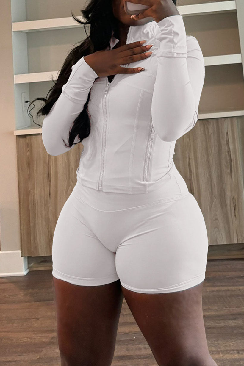 Long Sleeve Crop Top and Shorts Set