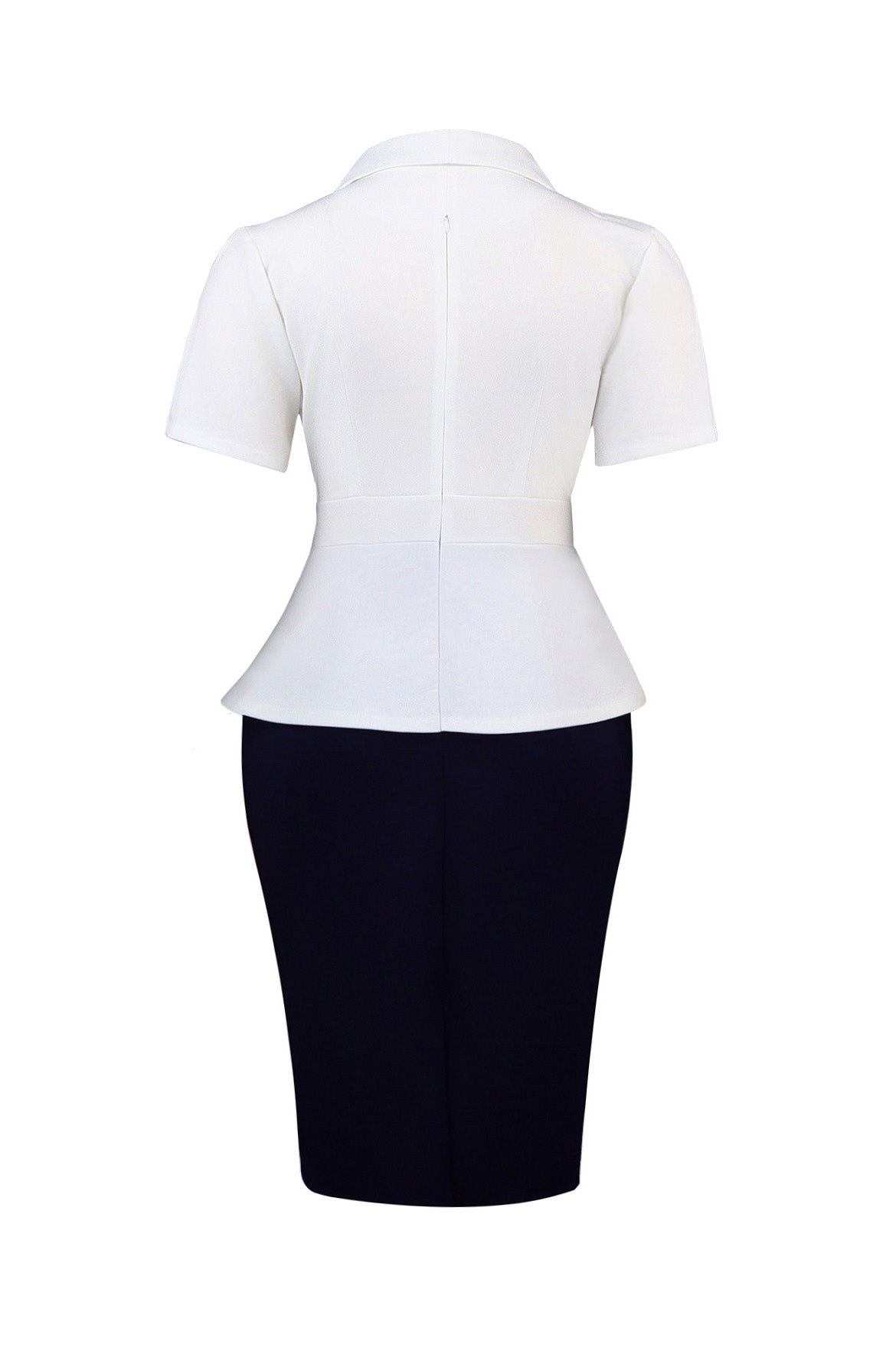 Blazer Collar Peplum Midi Dress