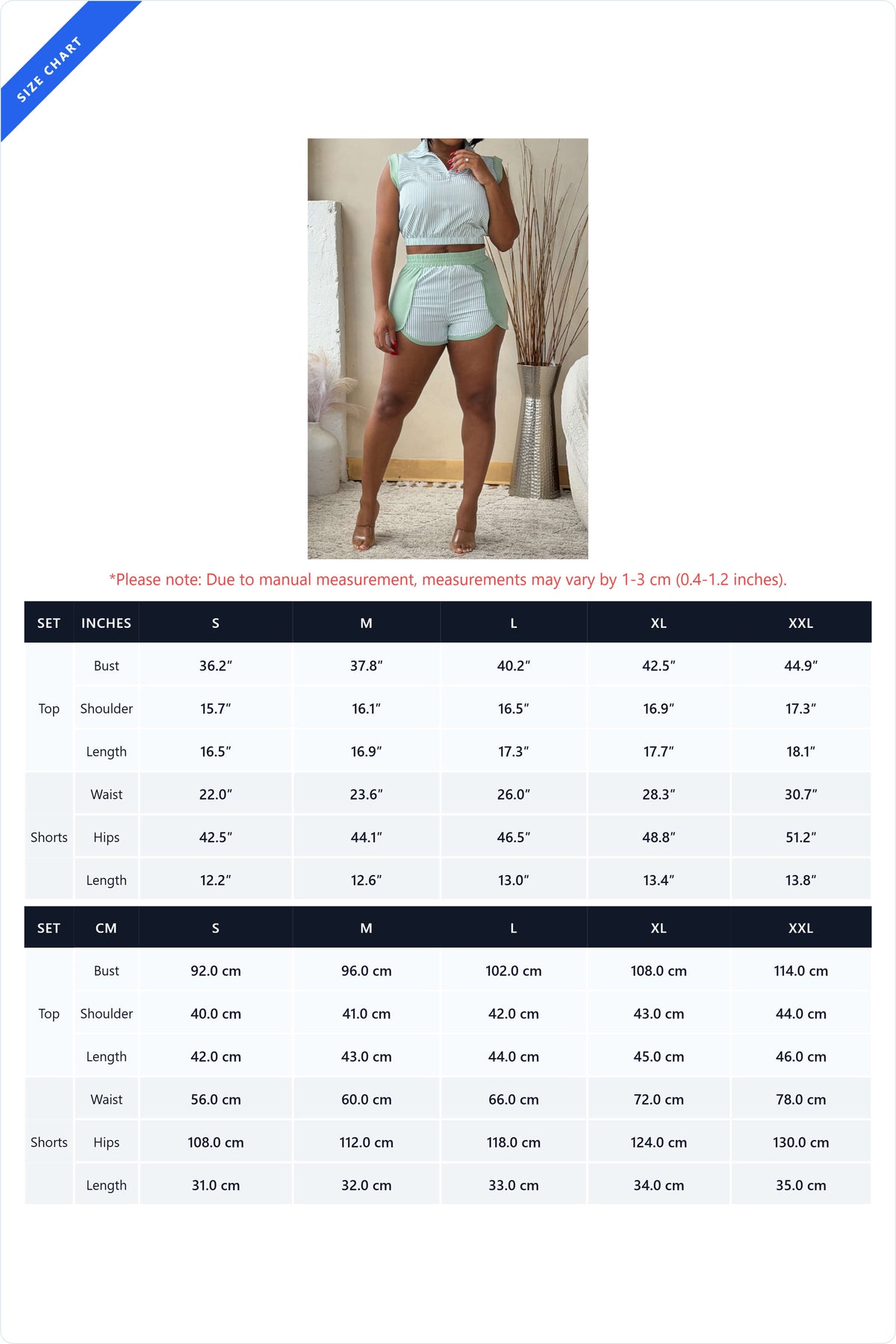 Contrast Panel Striped Half-Zip Top & Shorts Set