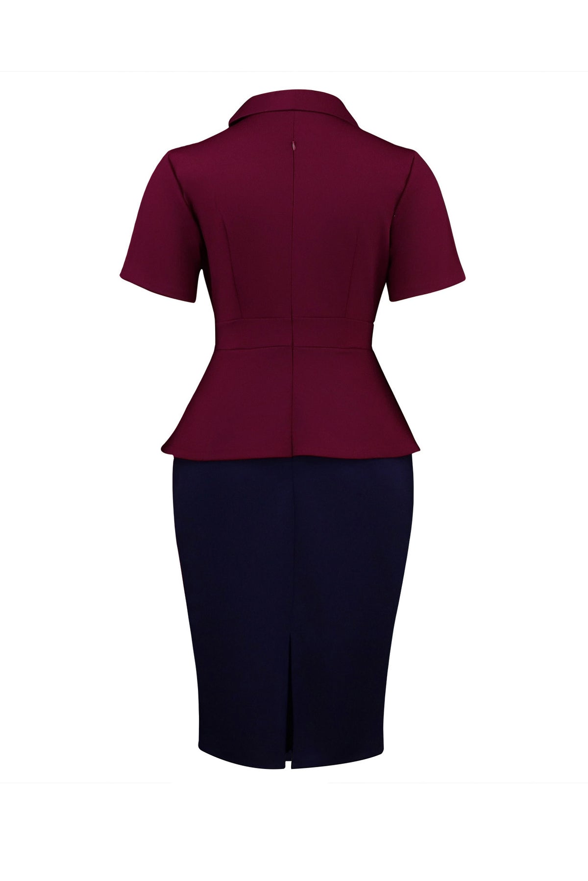 Blazer Collar Peplum Midi Dress