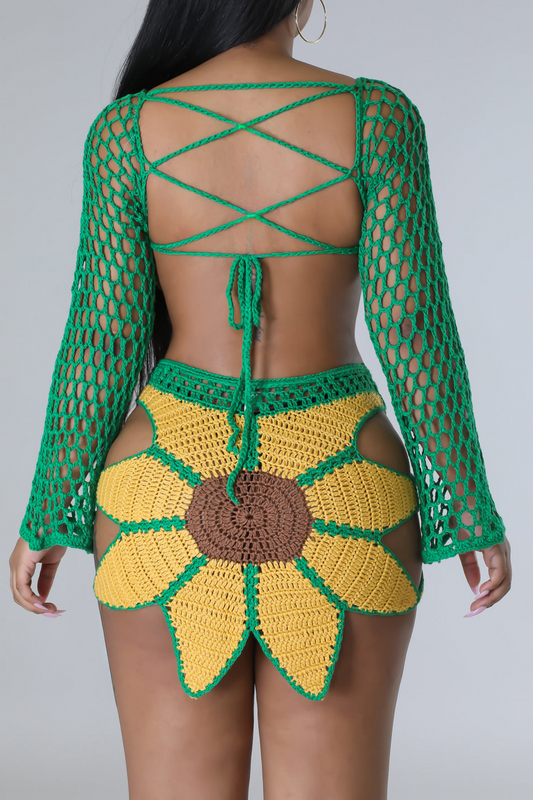 Sunflowers & Sunset Crochet Skirt Set