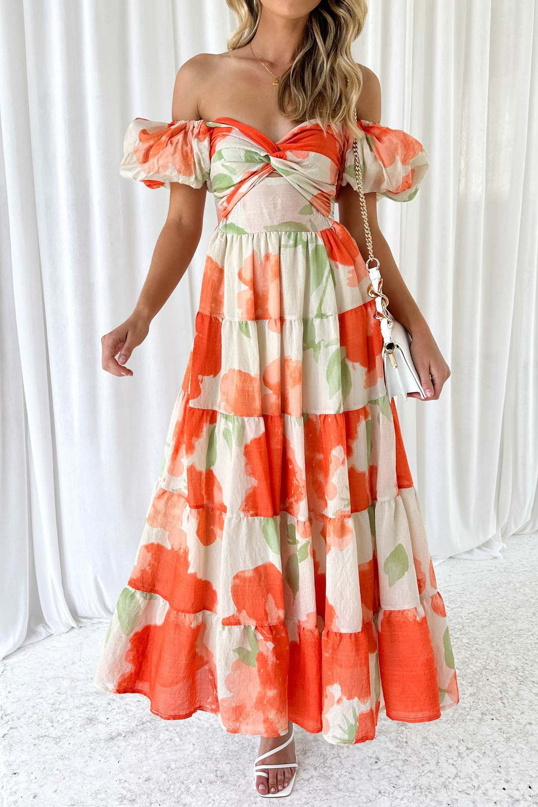 Seaside Printed Puff Sleeve Dress