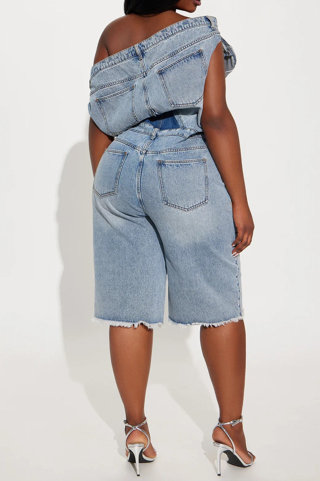 Strapless Off-Shoulder Slim Denim Jumpsuit