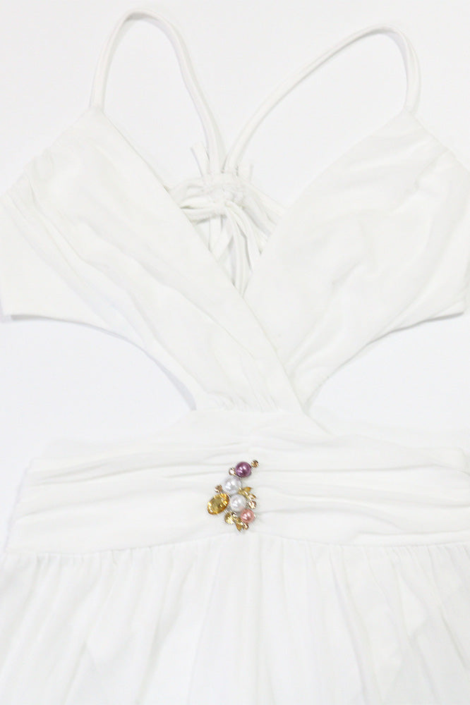 V-Neck Backless Sheer Jumpsuit