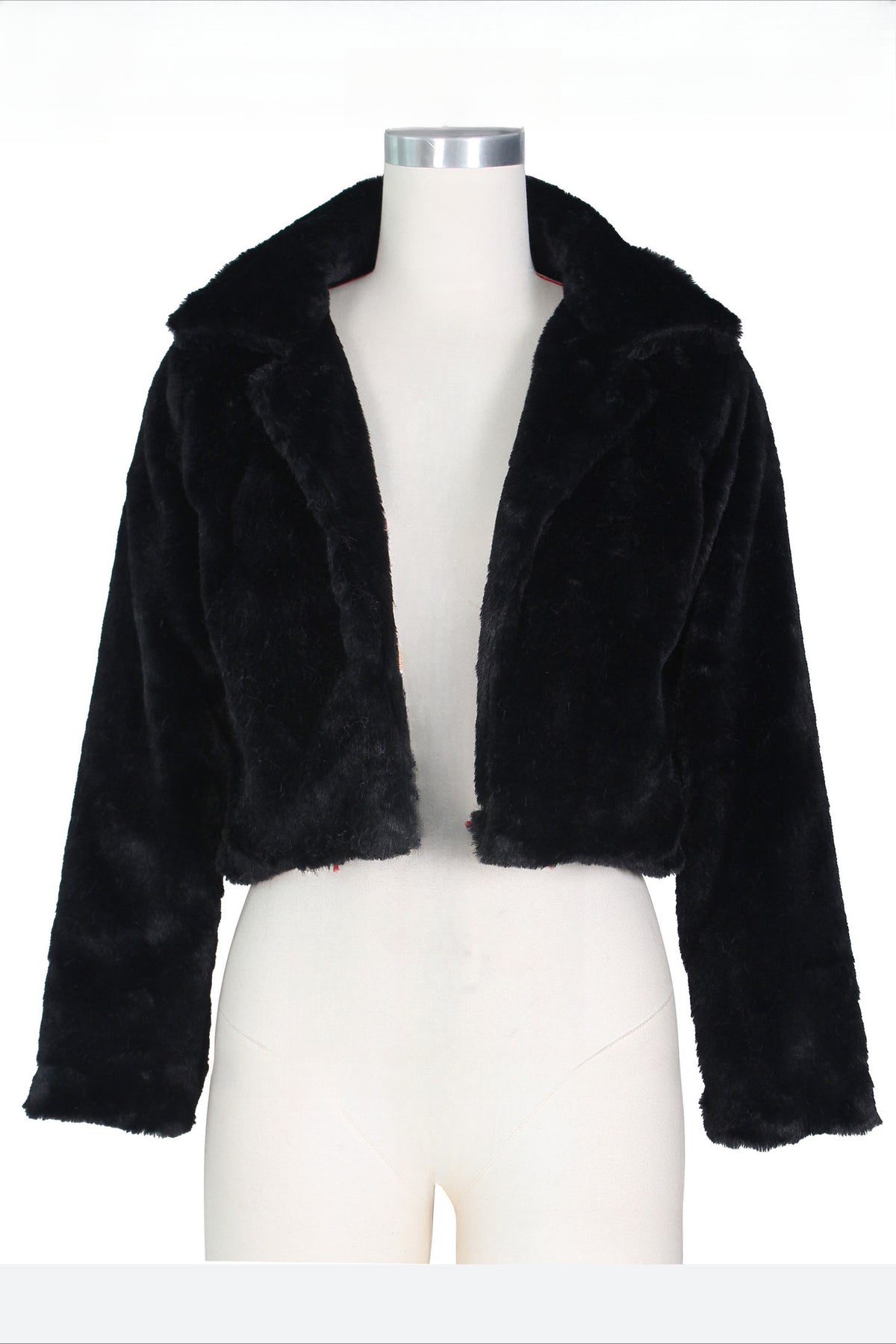Faux Leather Lapel Short Jacket