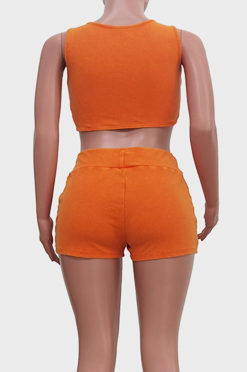 Cutout Crop Top And Shorts Set