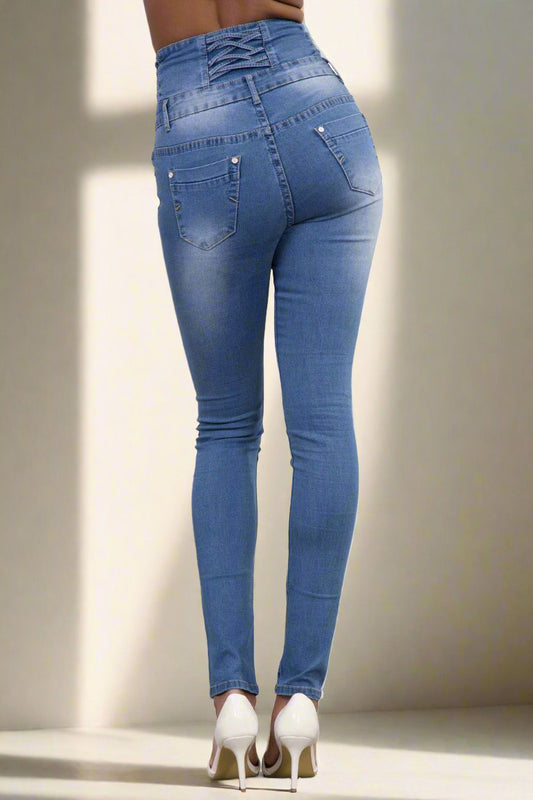 Butt Lift Push Up Mid Waist Skinny Jeans