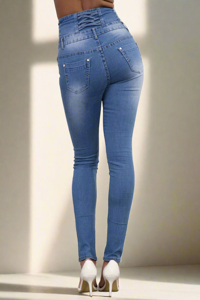 Butt Lift Push Up Mid Waist Skinny Jeans