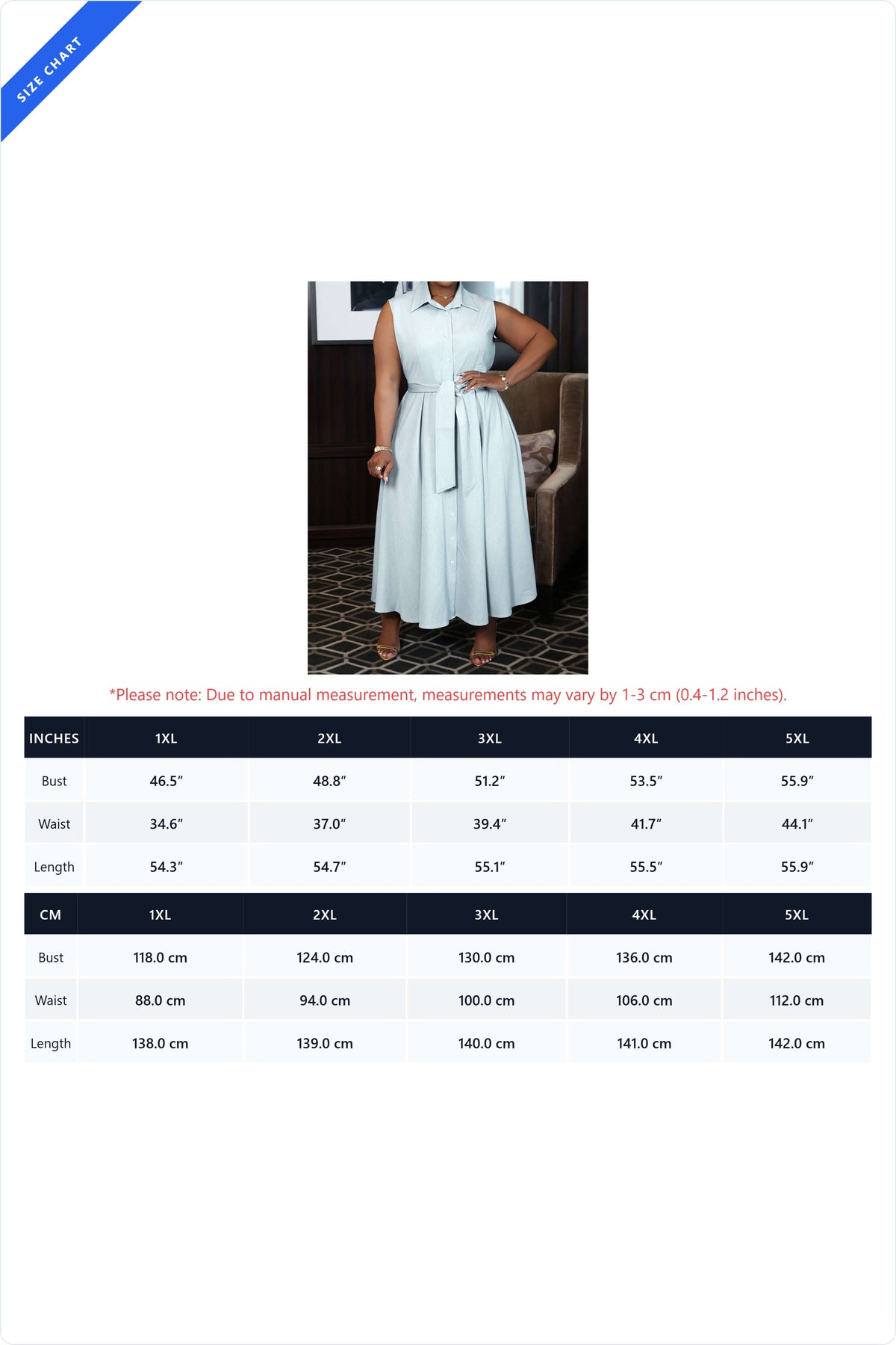 Plus Size Sleeveless Button-Front Tie-Waist Shirt Dress
