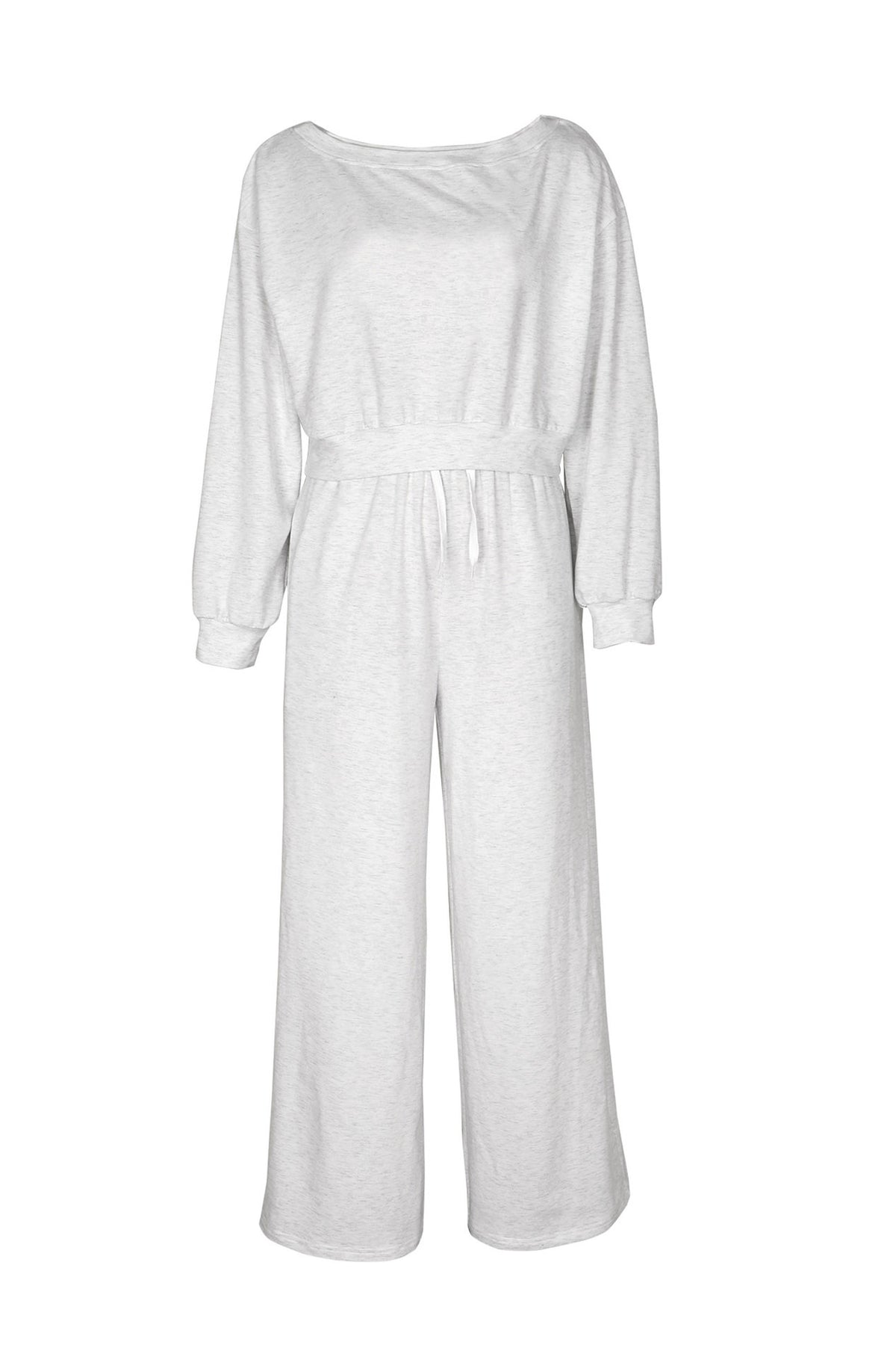 Off-Shoulder Sweatshirt & Wide-Leg Pants Set