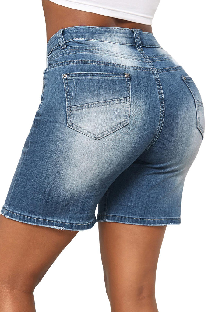 High Waist Ripped Denim Shorts