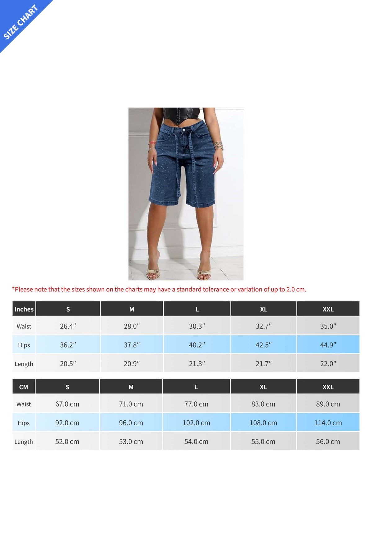 Rhinestone Denim Bermuda Shorts