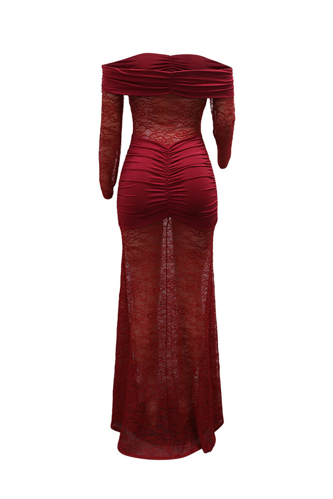 Off Shoulder Lace Maxi Dress