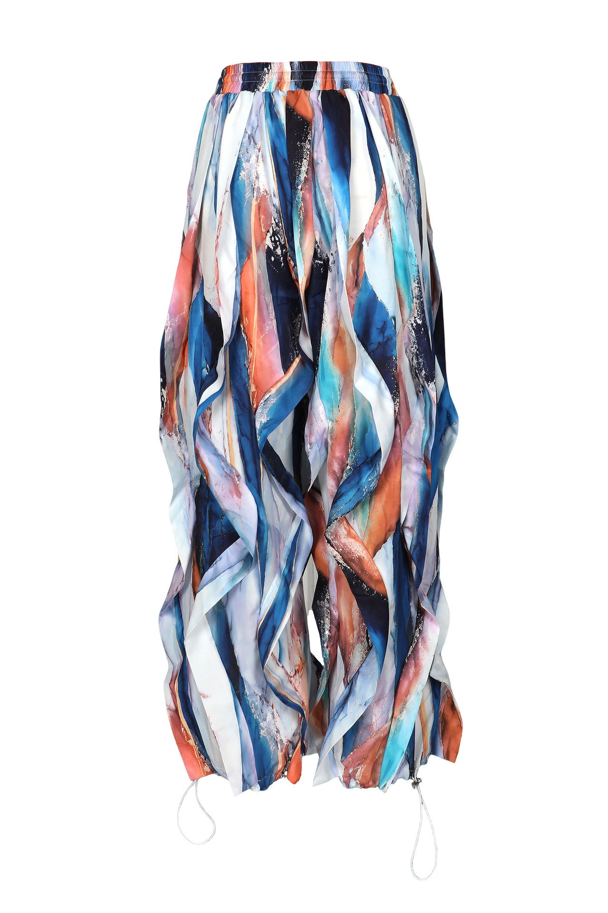 Statement Layered Ruffle Drawstring Harem Pants
