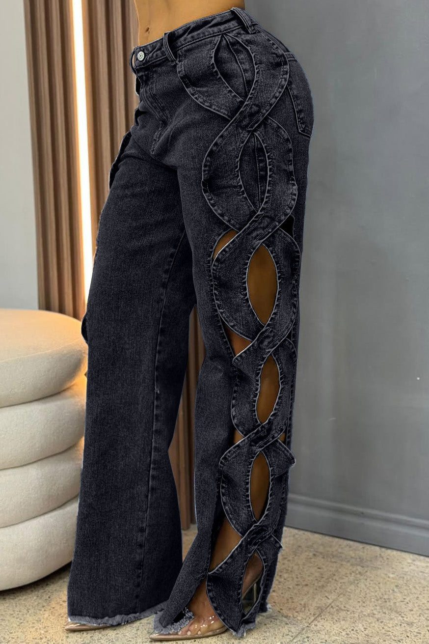 High-Waist Cut-out Jeans