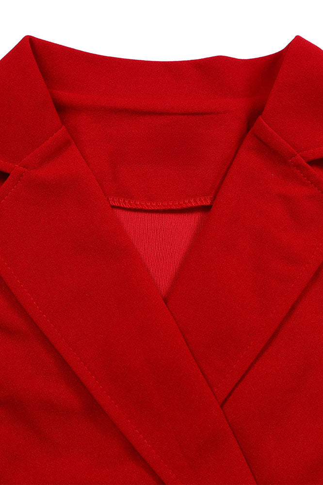 Solid Color Button Lapel Tight Dress