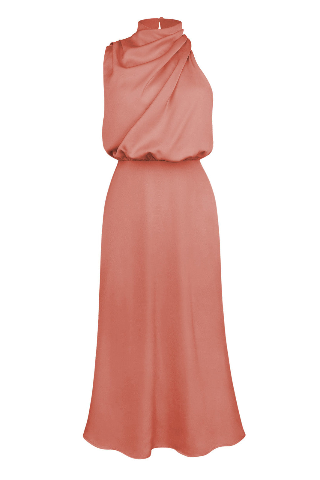 Satin Mock-Neck Slip Dress