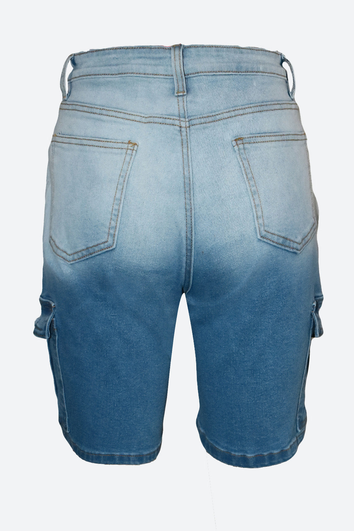Color-Fade Ripped Jeans Shorts