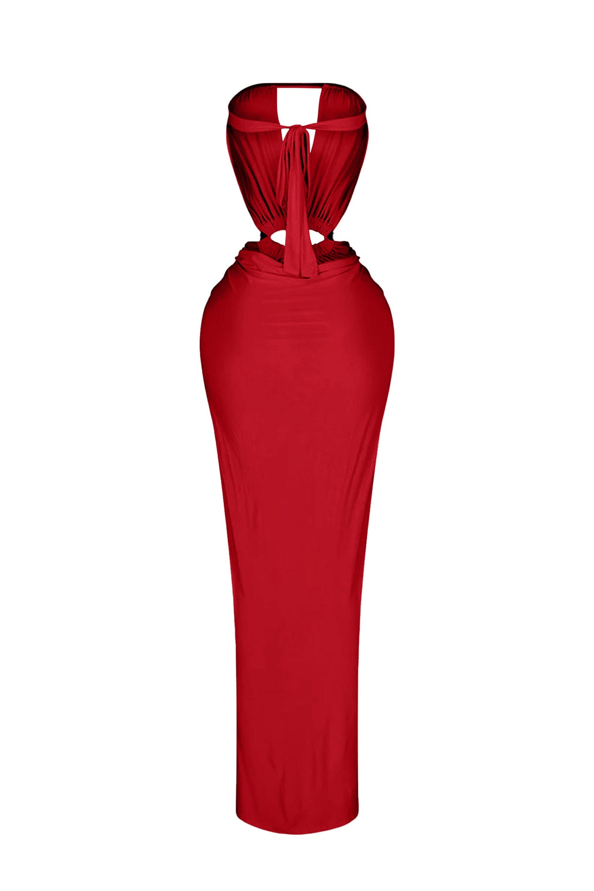 Cutout Ruched High Slit Maxi Dress