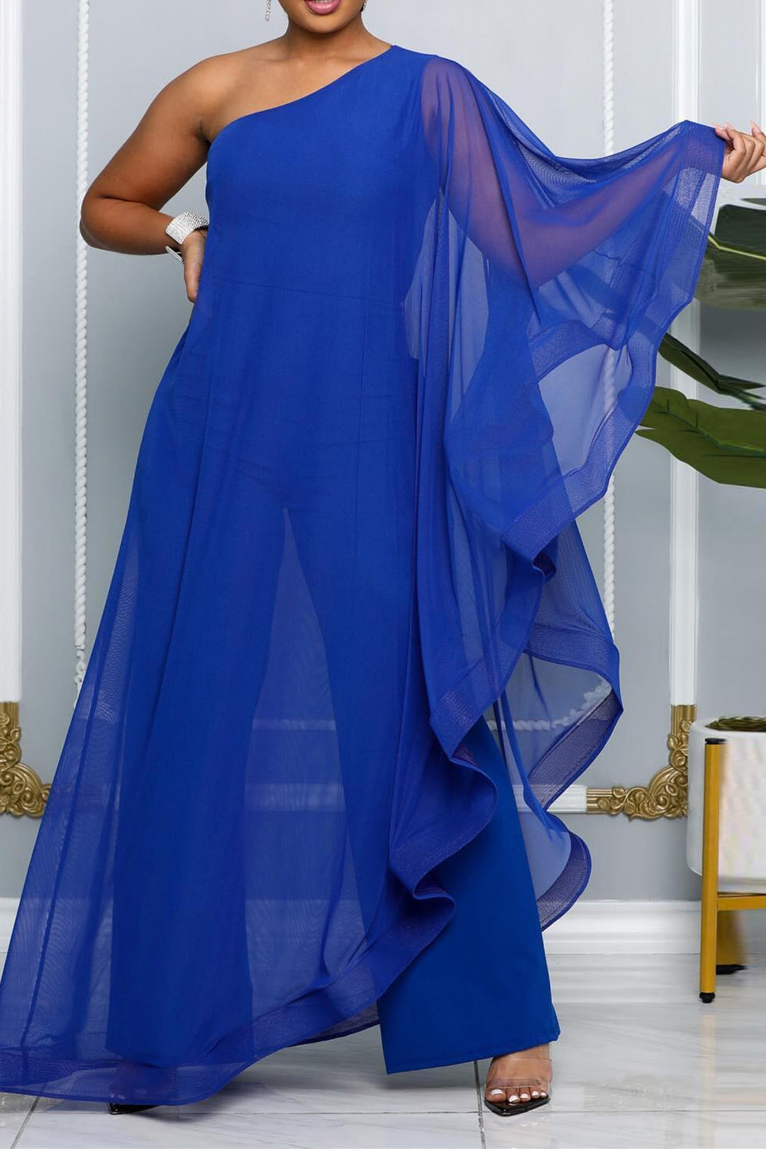 One Shoulder Batwing Jumpsuits