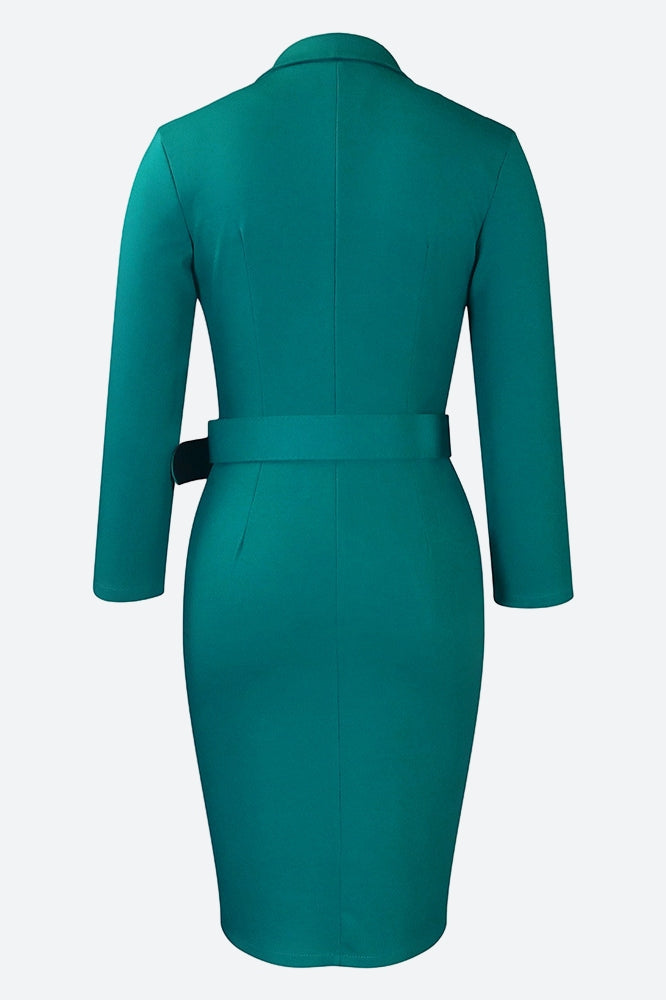 Long Sleeve Double Breasted Midi Dress