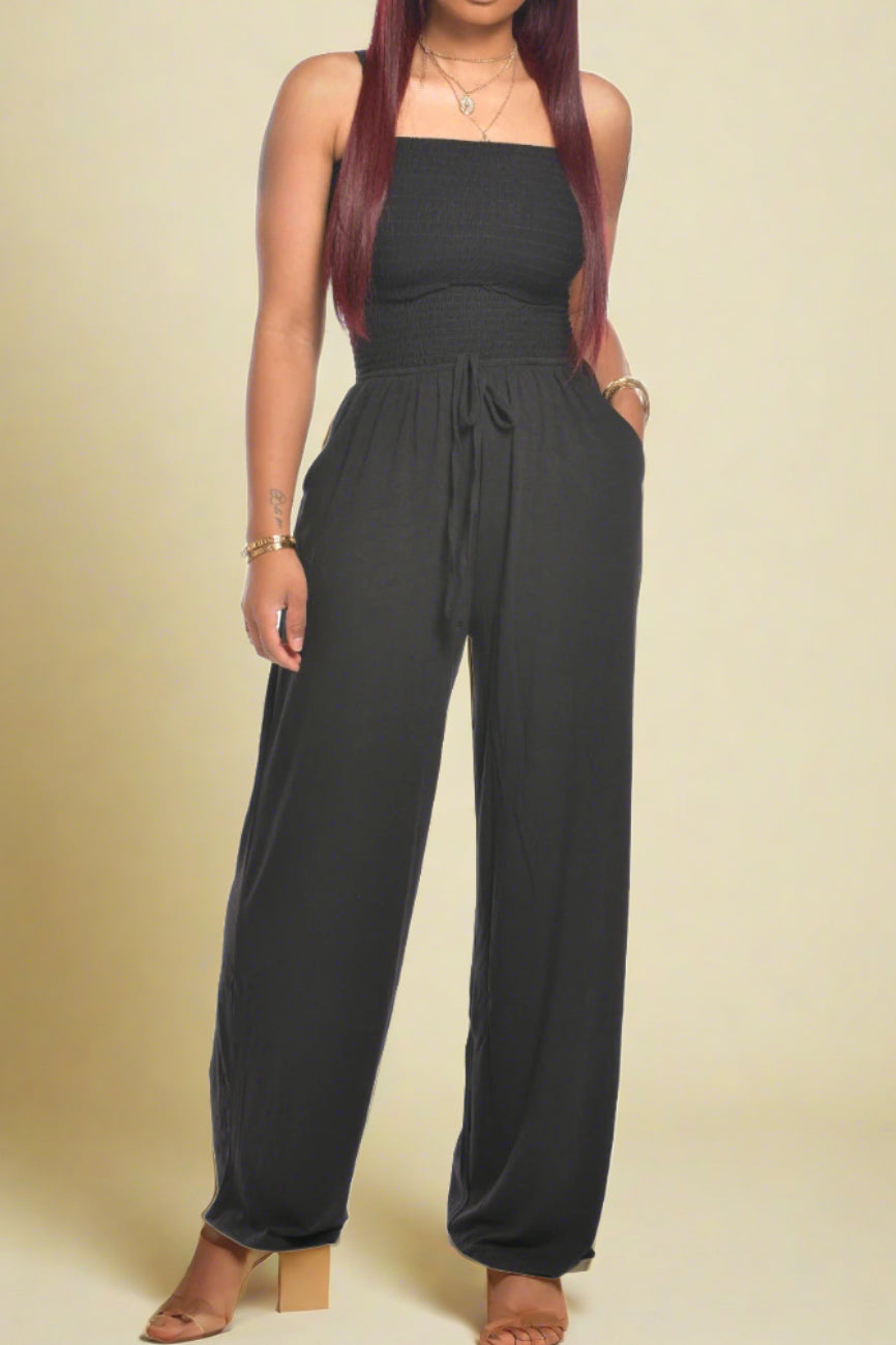 Strapless Smocked Tube Top Jumpsuit