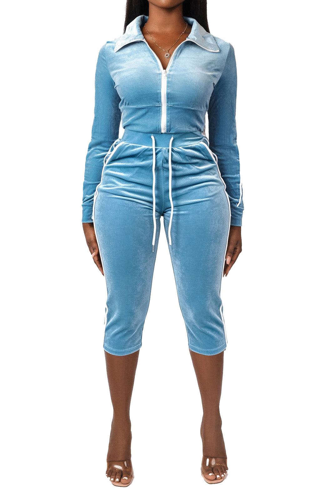 Velour 2-Piece Tracksuit Set
