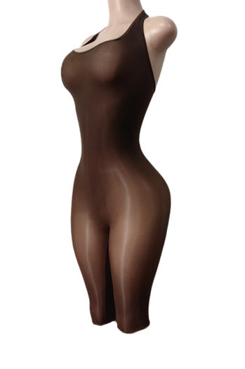 Backless Halter Bodycon Biker Romper