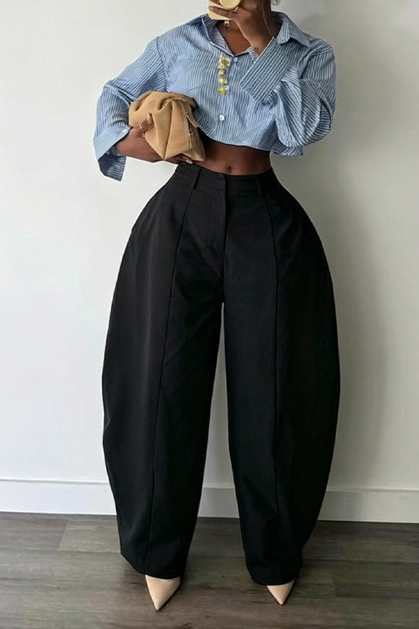 High Waist Sculpted Barrel Leg Pants