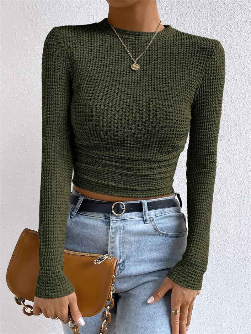 Solid Color Waffle Slim Fit T-Shirt