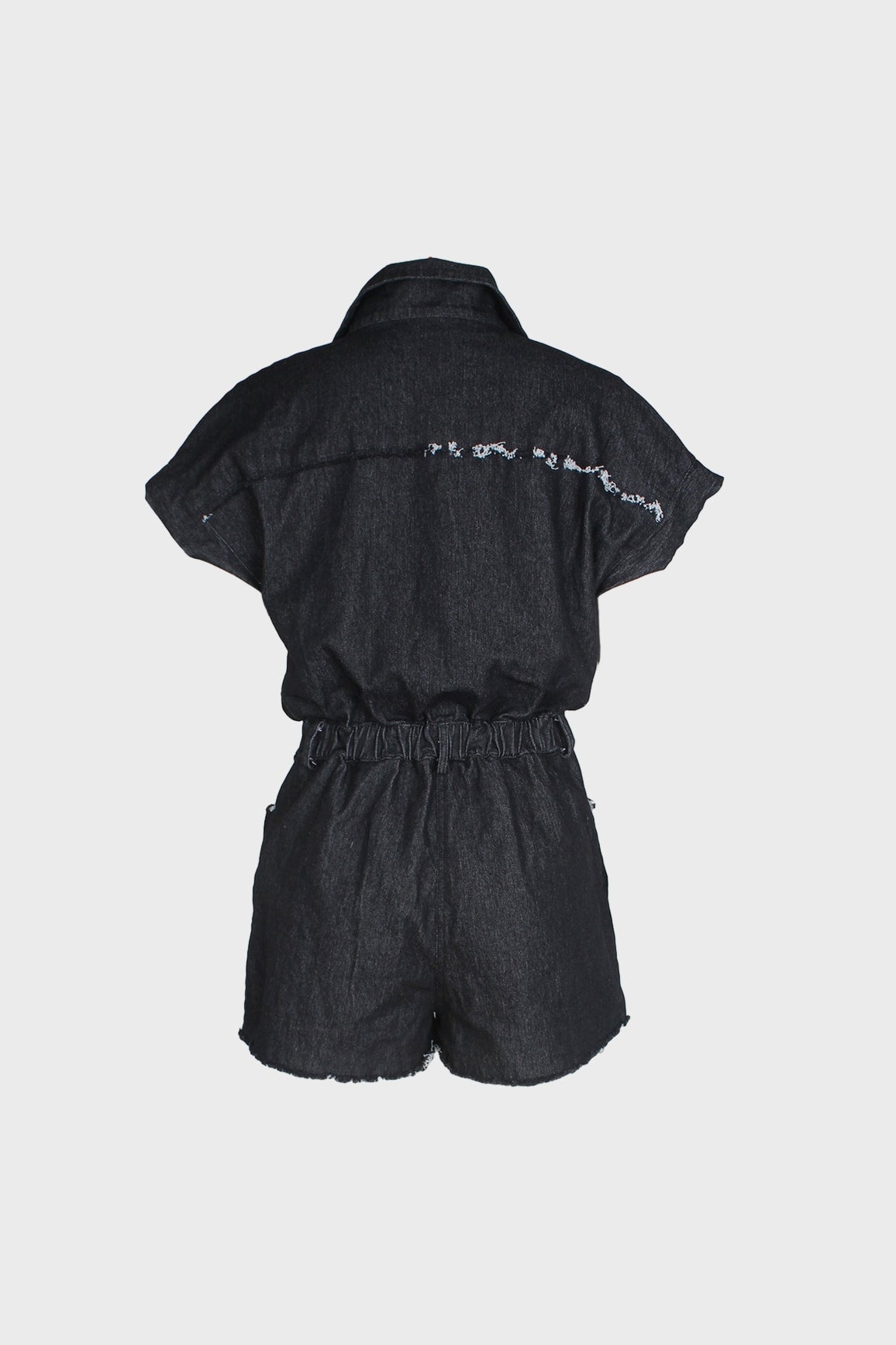 Denim Washed Distressed Romper
