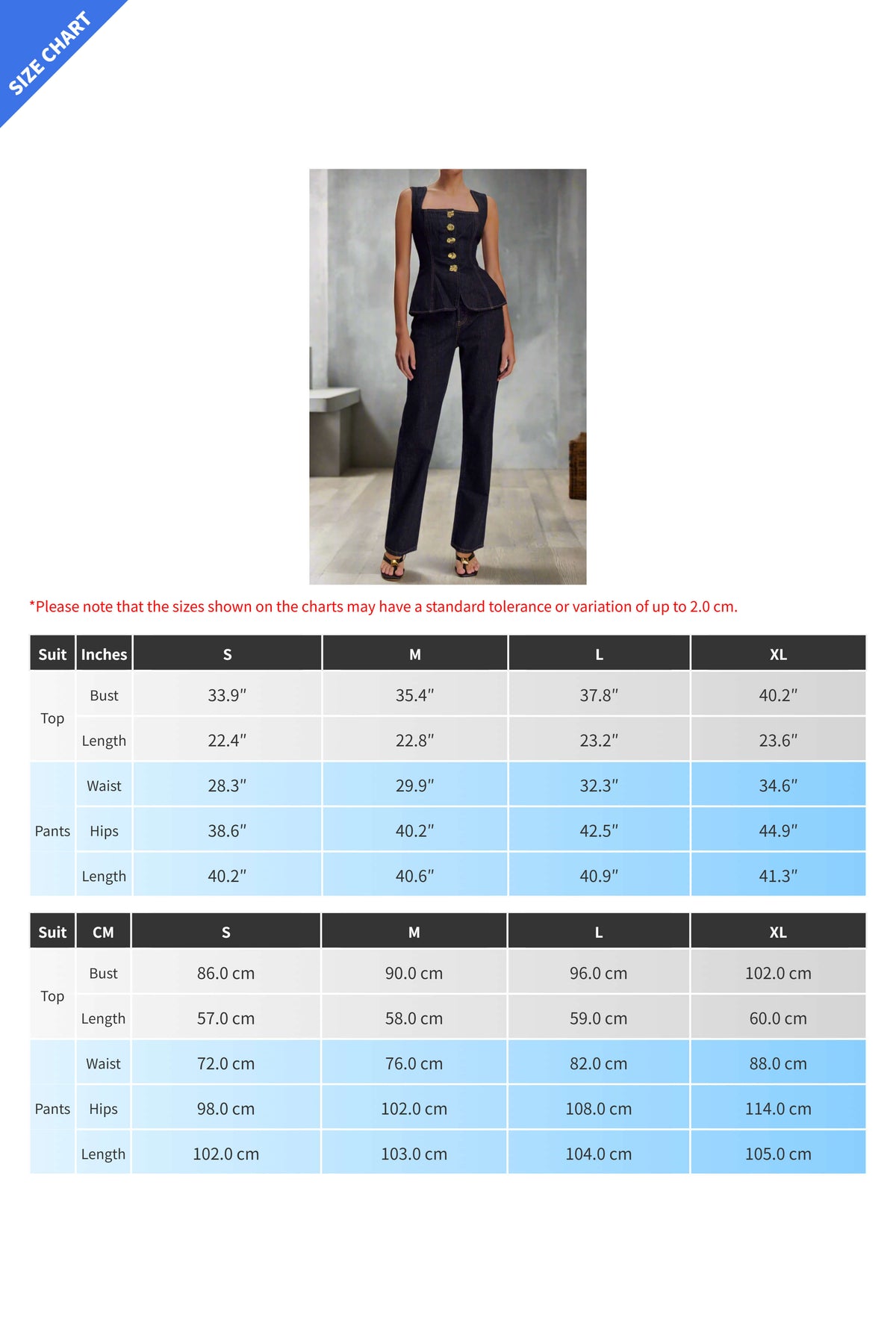 High Waist Jean Set with Button Top & Pants