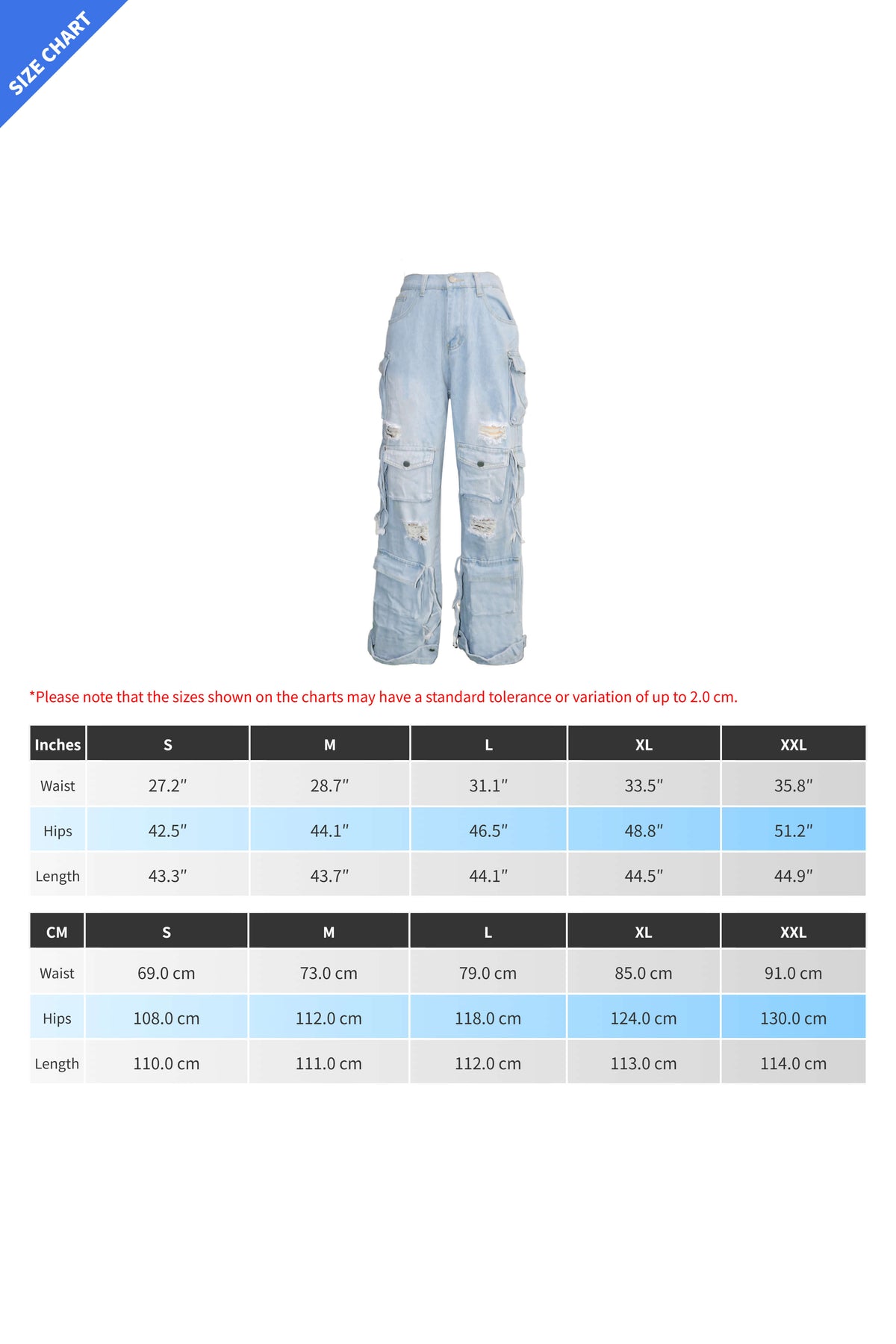 Distressed Cargo Jeans with Multi Pockets
