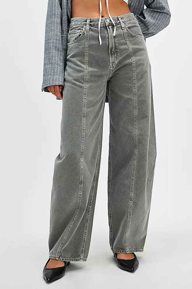 Washed Straight Leg Fashion Street Style Jeans