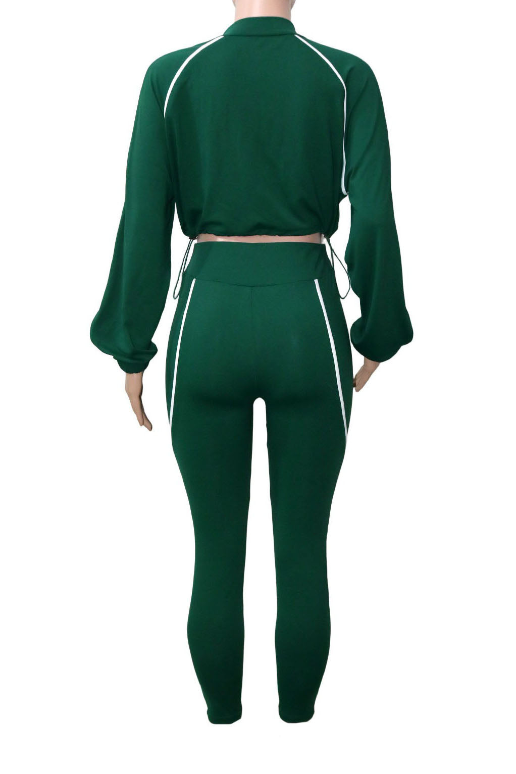 Contrast Piping Zip-Up Track Jacket & Legging Set