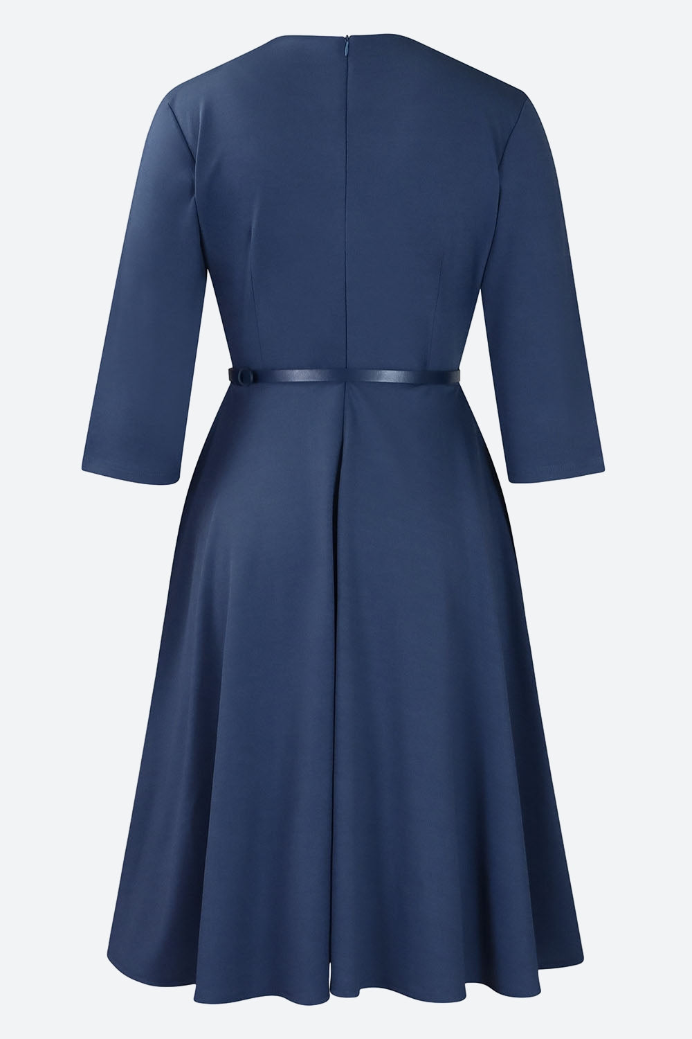 Three-Quarter Sleeve Ruched Waist Dress