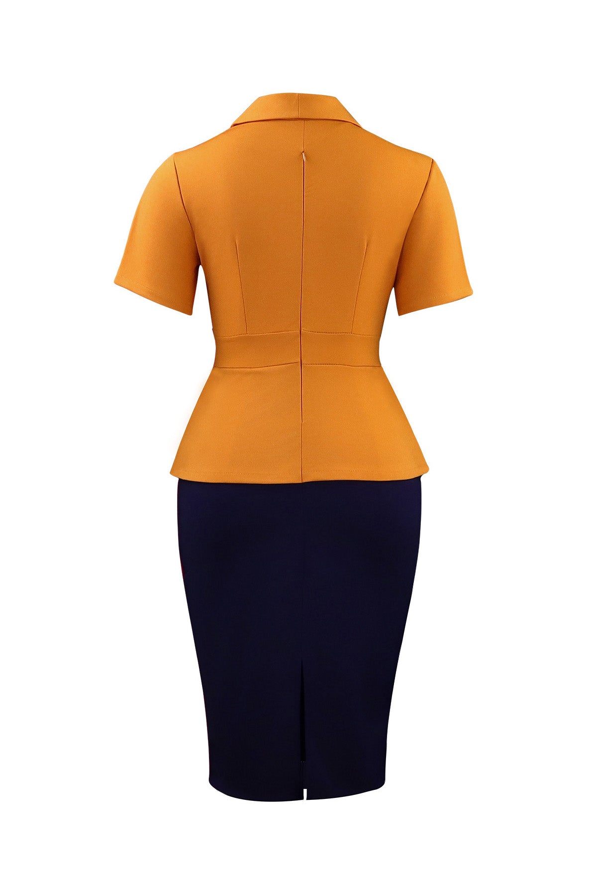 Blazer Collar Peplum Midi Dress