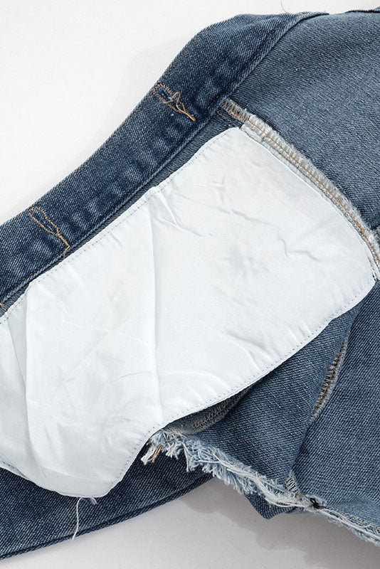 Denim Polo Collar Short Top Coat