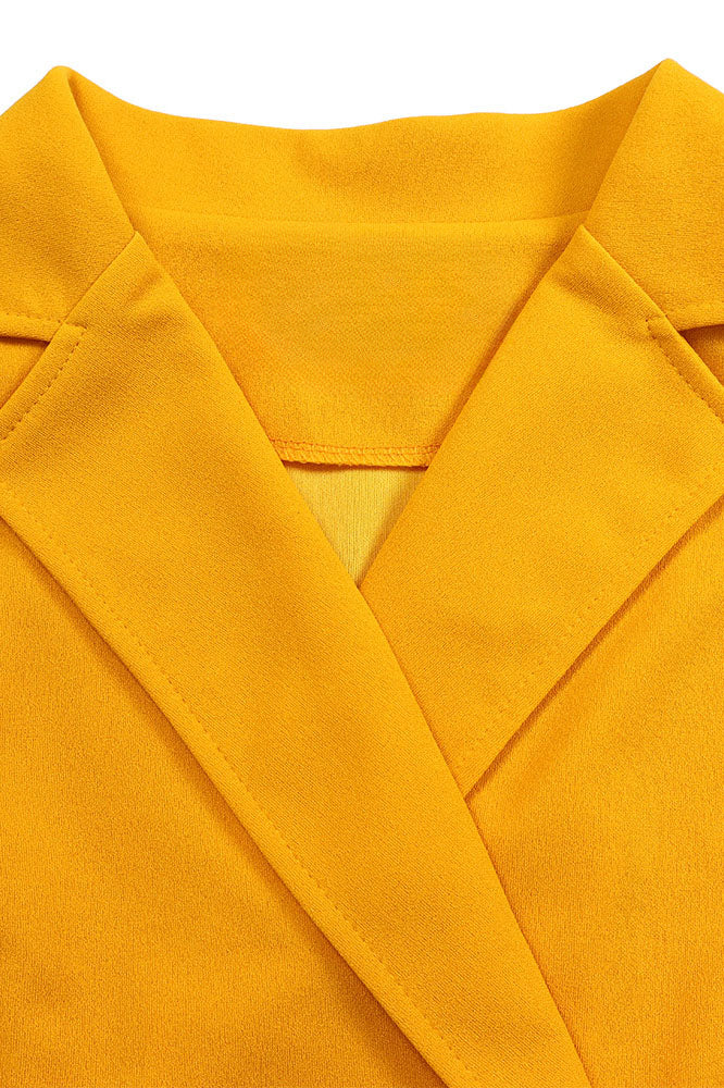 Solid Color Button Lapel Tight Dress