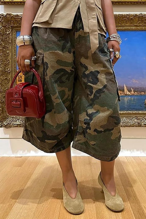 Baggy Cropped Utility Cargo Pants
