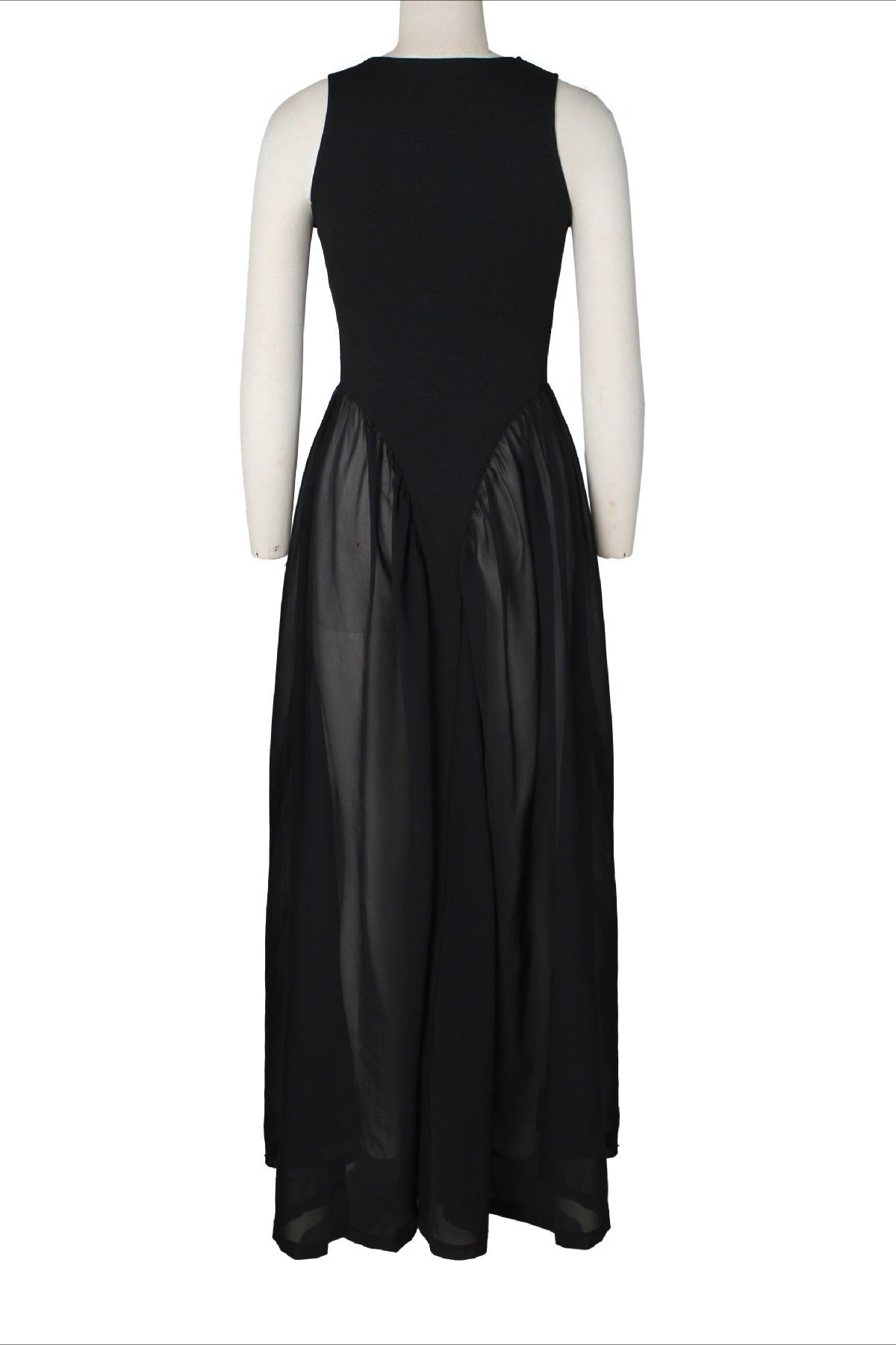 Spliced Chiffon Pleated Maxi Dress