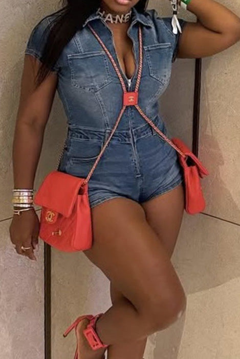 Sleeveless Stretchy Washed Romper