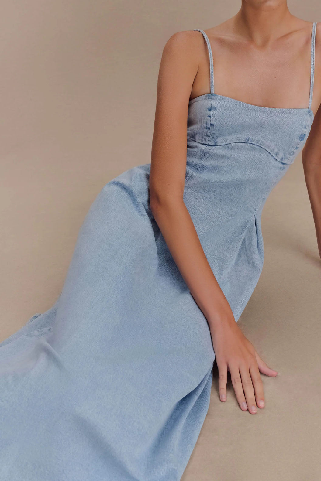 A Line Denim Midi Dress